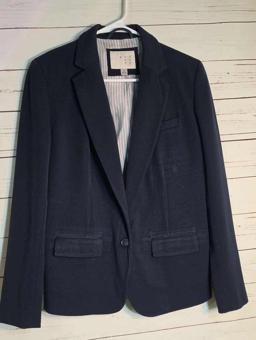 a.n.d.eway Women's Blue Striped Blazer Size 8
